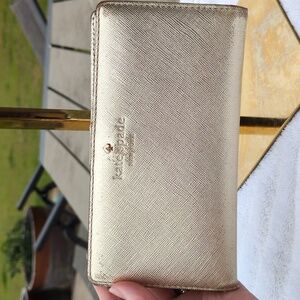 Kate Spade Metallic Gold Snap Closure Madison Slim Wallet